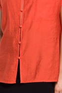 Bluzka damska z wiskozy zapinana na guziki krótki rękaw pomarańczowa B150