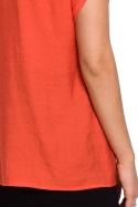 Bluzka damska z wiskozy zapinana na guziki krótki rękaw pomarańczowa B150