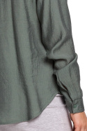 Koszula damska z wiskozy zapinana na guziki z pagonami miętowa B151