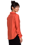 Koszula damska z wiskozy zapinana na guziki z pagonami pomarańczowa B151