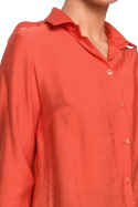 Koszula damska z wiskozy zapinana na guziki z pagonami pomarańczowa B151