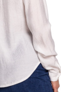 Koszula damska z wiskozy zapinana na guziki z pagonami biała B151