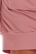 Sukienka mini z kapturem i obszernym krótkim rękawem różowa M215