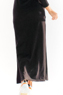 Sukienka maxi z rozcięciami po bokach i długim rękawem czarna M229