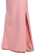 Sukienka maxi z dekoltem na ramiona wiązana w pasie różowa B146