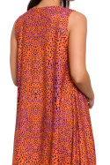 Sukienka midi bez rękawów z rozkloszowanym dołem pomarańczowa B141