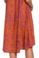 Sukienka midi bez rękawów z rozkloszowanym dołem pomarańczowa B141