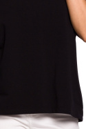 Bluzka damska oversize z głębokim dekoltem krótki rękaw czarna B147