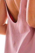 Sukienka mini na ramiączkach z głębokim dekolt z tyłu różowa M204