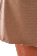 Sukienka mini z krótkim rękawem i dekoltem V na plecach beżowa M210