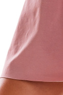 Sukienka mini z krótkim rękawem i dekoltem V na plecach różowa M210