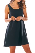 Sukienka mini na ramiączkach z dekoltem na plecach czarna M204