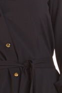 Sukienka koszulowa mini zapinana z paskiem wiązana czarna M200
