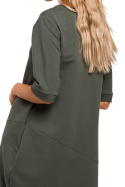 Sukienka bombka midi oversize z krótkim rękawem zielona r.L me451