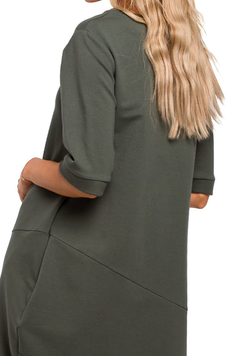 Sukienka bombka midi oversize z krótkim rękawem zielona r.L me451 Sukienka bombka midi oversize z krótkim rękawem zielona r.L me451