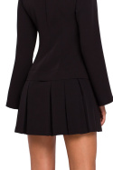 Sukienka mini z kontrafałdami stójka rozkloszowany rękaw czarna r.XL K021