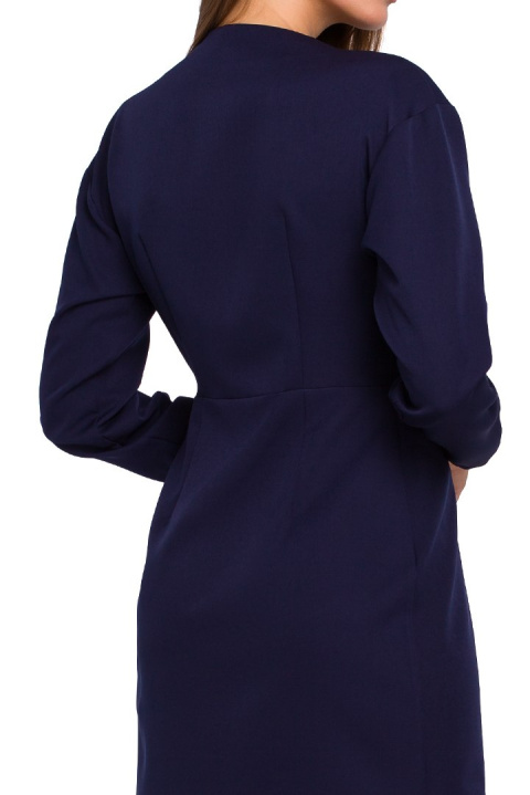 Sukienka kopertowa mini dopasowana z długim rękawem atramentowa r.XXL K034 Sukienka kopertowa mini dopasowana z długim rękawem atramentowa r.XXL K034