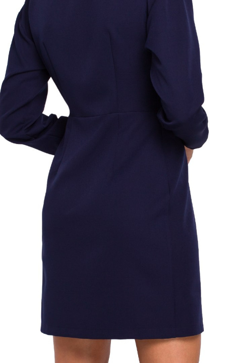 Sukienka kopertowa mini dopasowana z długim rękawem atramentowa r.XXL K034 Sukienka kopertowa mini dopasowana z długim rękawem atramentowa r.XXL K034