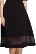 Sukienka wieczorowa midi rozkloszowana z szyfonem czarna r.S me272