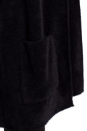 Długi kardigan damski bez zapięcia z naszytymi kieszeniami czarny S201