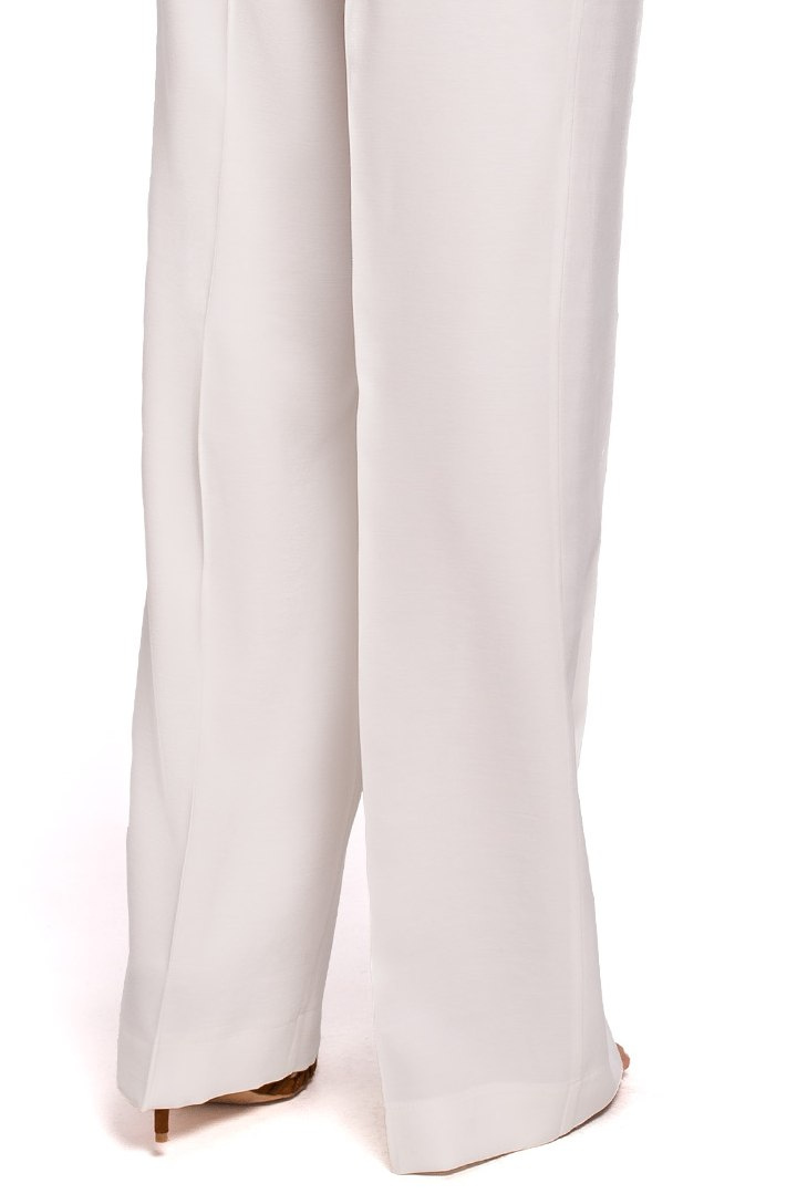 Spodnie damskie z wiskozy pas z gumą szerokie nogawki ecru S203