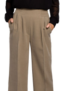 Spodnie damskie z wiskozy pas z gumą szerokie nogawki khaki S203