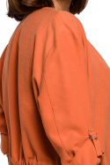 Żakiet damski z wiskozy bez zapięcia wiązany taliowany pomarańczowy S202