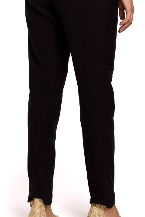 Elegancki kombinezon z wiskozy długi rękaw spodnie chino czarny S209 Elegancki kombinezon z wiskozy długi rękaw spodnie chino czarny S209