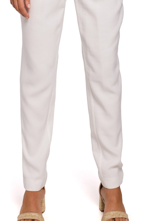 Elegancki kombinezon z wiskozy długi rękaw spodnie chino ecruS209 Elegancki kombinezon z wiskozy długi rękaw spodnie chino ecruS209