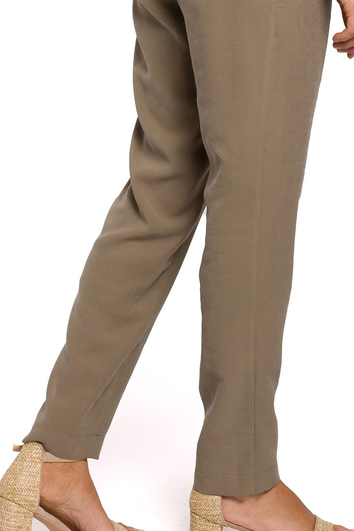 Elegancki kombinezon z wiskozy długi rękaw spodnie chino khaki S209 Elegancki kombinezon z wiskozy długi rękaw spodnie chino khaki S209
