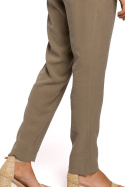 Elegancki kombinezon z wiskozy długi rękaw spodnie chino khaki S209