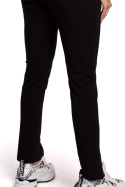 Spodnie damskie z prostymi nogawkami z rozcięciami czarne me493