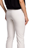 Spodnie damskie z prostymi nogawkami z rozcięciami ecru me493