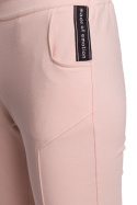 Spodnie damskie z prostymi nogawkami z rozcięciami różowe me493