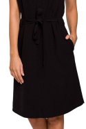 Sukienka midi z wiskozy bez rękawów wiązana z przodu czarna S210