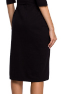 Sukienka dopasowana midi z paskiem wiązana w pasie czarna me496