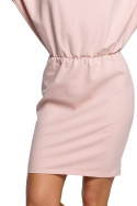 Sukienka z gumką w pasie dopasowana dołem luźna górą różowa me495