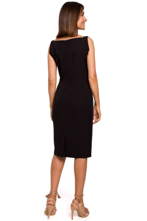 Elegancka sukienka ołówkowa midi bez rękawów dopasowana czarna S216 Elegancka sukienka ołówkowa midi bez rękawów dopasowana czarna S216
