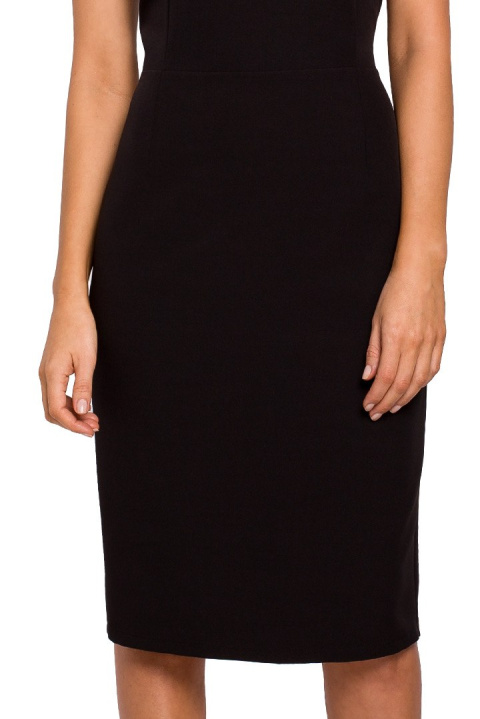 Elegancka sukienka ołówkowa midi bez rękawów dopasowana czarna S216 Elegancka sukienka ołówkowa midi bez rękawów dopasowana czarna S216