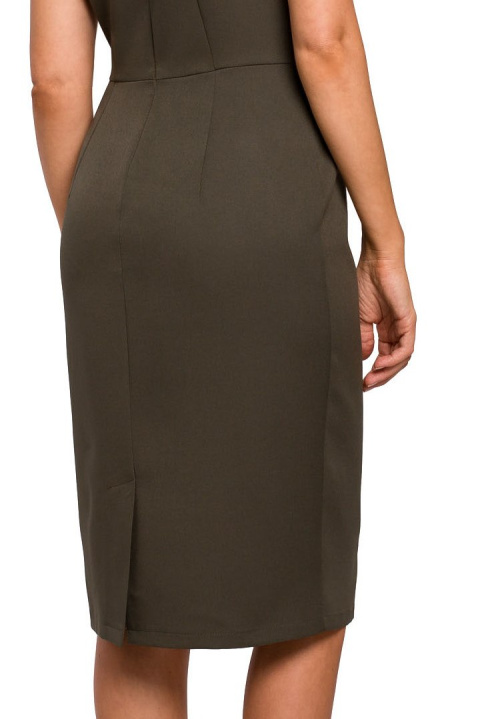 Elegancka sukienka ołówkowa midi bez rękawów dopasowana khaki S216 Elegancka sukienka ołówkowa midi bez rękawów dopasowana khaki S216