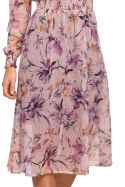 Sukienka szyfonowa midi z gumką w kwiaty fason A długi rękaw m2 S213
