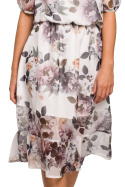 Sukienka szyfonowa midi w kwiaty z krótkim rękawem dekolt V m1 S215