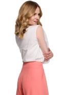 Bluzka damska w groszki z bufiastymi rękawami wiązana biała K057