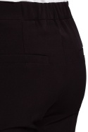 Spodnie damskie cygaretki gładkie z paskiem i gumą czarne K055