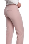 Spodnie damskie cygaretki gładkie z paskiem i gumą różowe K055