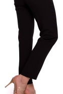 Spodnie damskie cygaretki gładkie z paskiem i gumą czarne K055
