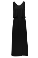 Sukienka maxi na ramiączkach dwuwarstwowa góra bez rękawów czarna K048