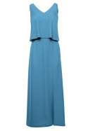 Sukienka maxi na ramiączkach dwuwarstwowa góra bez rękawów niebieska K048