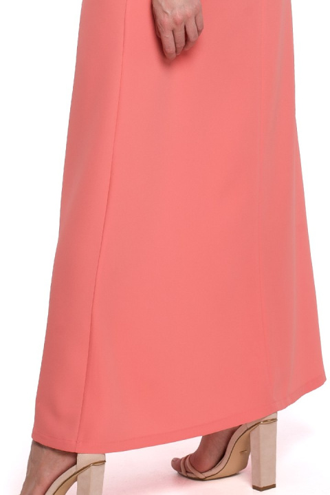 Sukienka maxi na ramiączkach dwuwarstwowa góra bez rękawów pomarańczowa K048 Sukienka maxi na ramiączkach dwuwarstwowa góra bez rękawów pomarańczowa K048