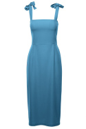 Sukienka dopasowana midi na ramiączkach bez rękawów niebieska K046